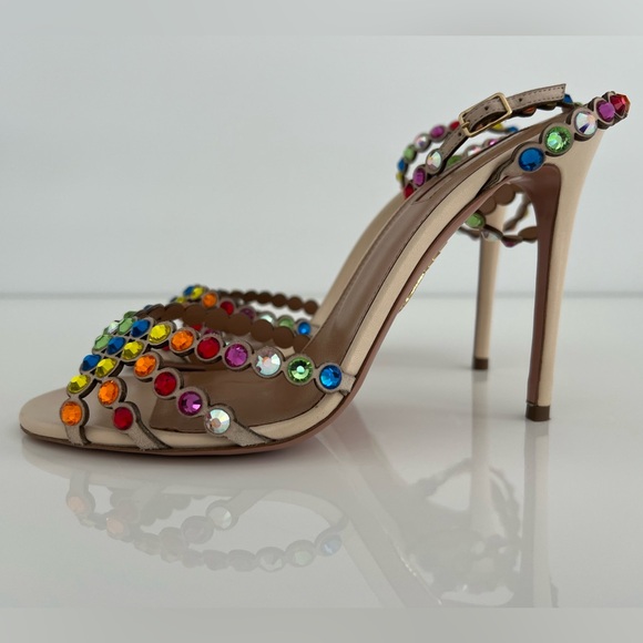 AQUAZZURA RAINBOW TEQUILA CRYSTAL SANDALS SIZE IT 37.5 / US 37.5 - Picture 8 of 17